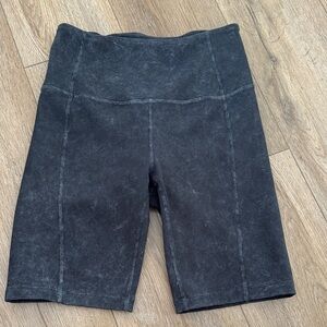 Zella Black Light Acid Wash Ribbed High-Waisted Shorts